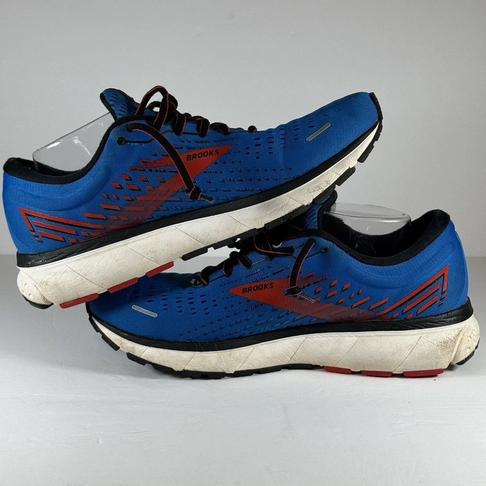 Brooks Ghost 13 Men's‎ size 11.5 Blue Red Running Athletic Shoes 1103481D435